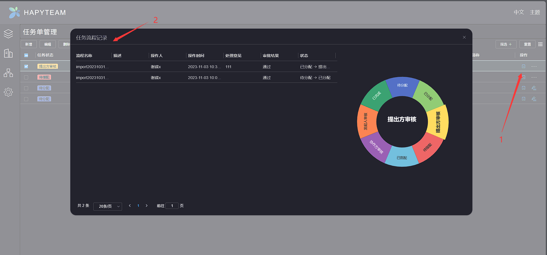 查看任务流程历史